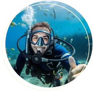 a man wearing scuba gear and holding his thumb up