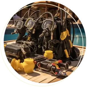 scuba diving equipment on a table
